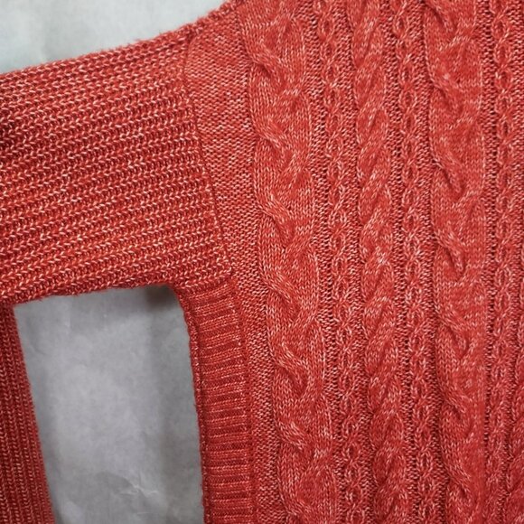 cAbi Sweater Women's Small Playoff Pullover Cable Knit Crew Neck Tunic Orange - Picture 13 of 16